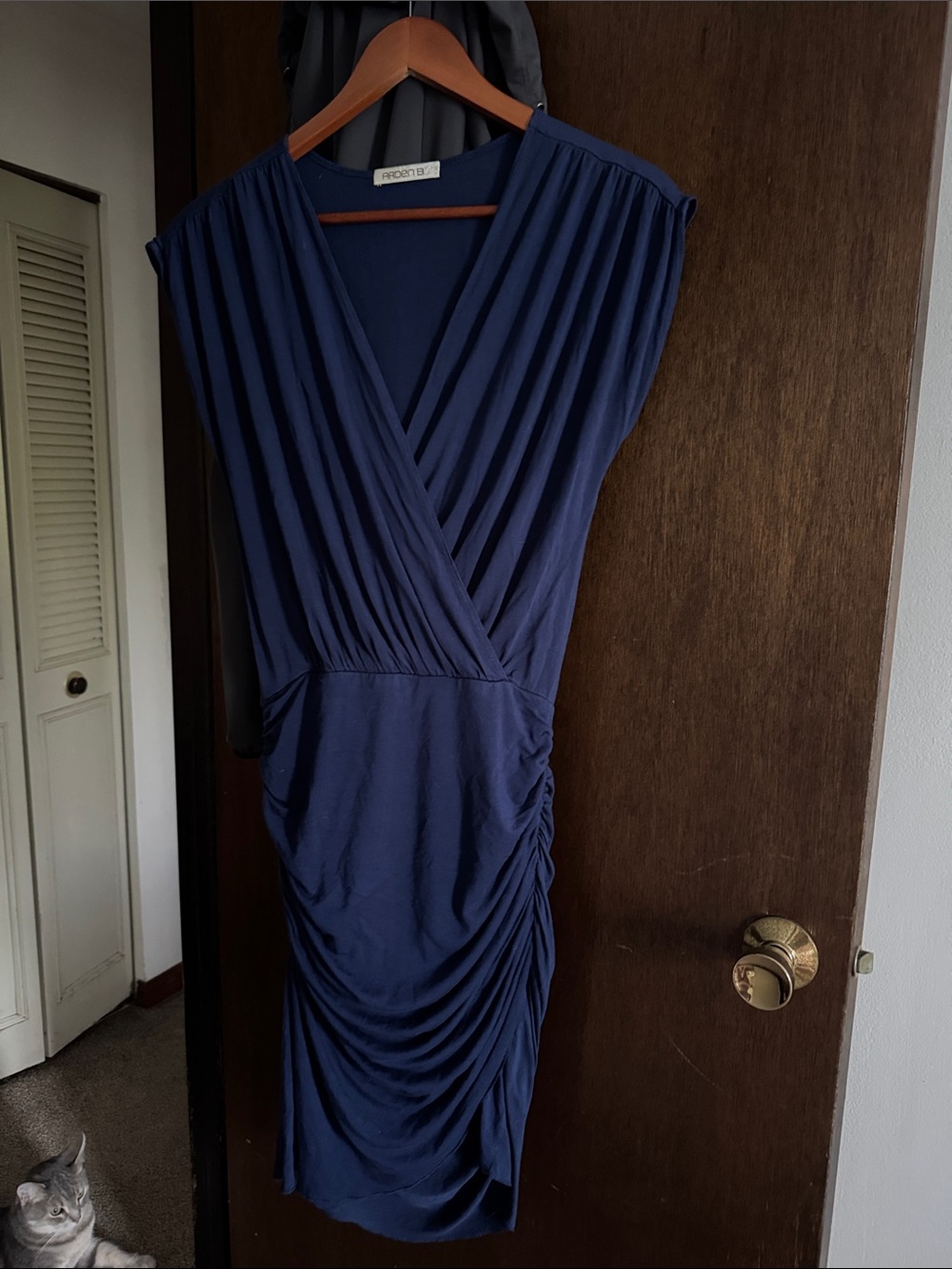 Navy Ruched Wrap Dress - Unknown Brand